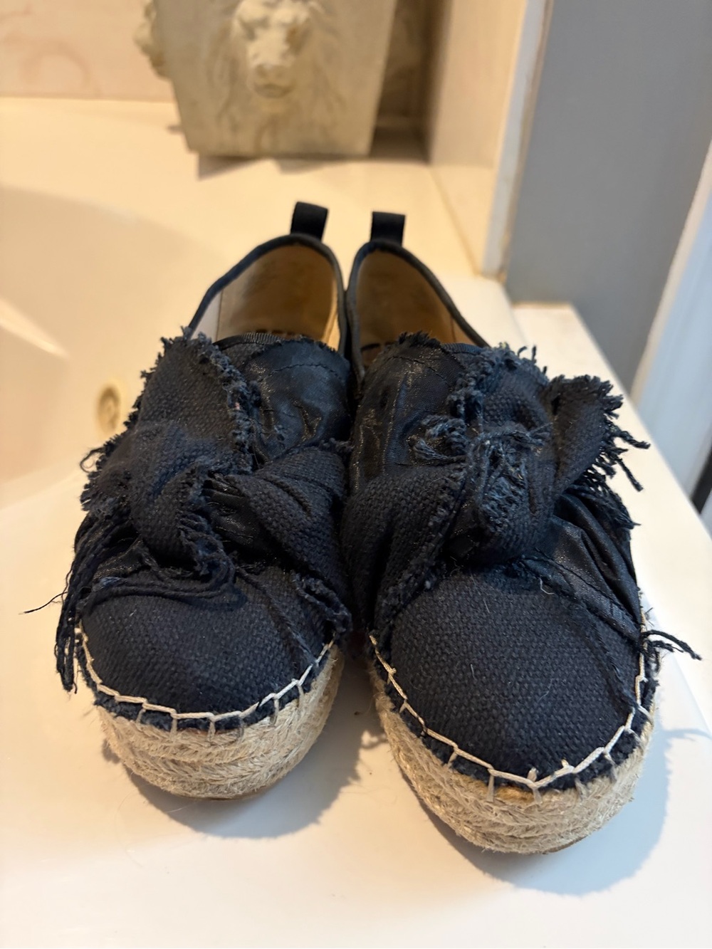 Sam Edelman Black Frayed Espadrille Platform Slip-Ons sz 7.5 - SO COMFY casual